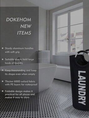 BUNDLE DEAL DOKEHOM Laundry Tote with Round Handles - LAUNDRY Print